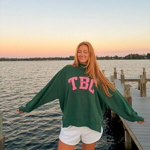 The Beach Club Green and Red Gingham Mockneck